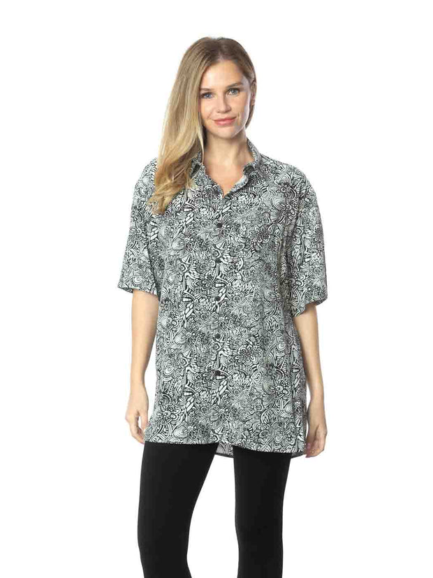 Tianello TENCEL™ Men's \ Womens print "Zimba" S.S. Camp Shirt - Unisex-Wash