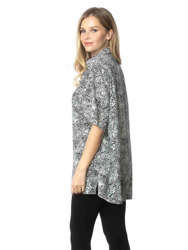Tianello TENCEL™ Men's \ Womens print "Zimba" S.S. Camp Shirt - Unisex-Wash