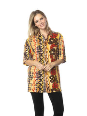 Tianello TENCEL™ Men's \ Womens print "Samba" S.S. Camp Shirt - Unisex