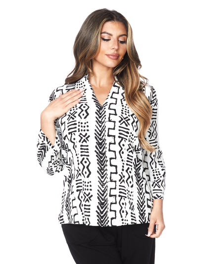 Tianello TENCEL™ "Mud" Print Dynasty Blouse-Wash