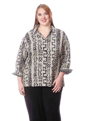 Tianello Plus Mud Print Tencel Aida Blouse