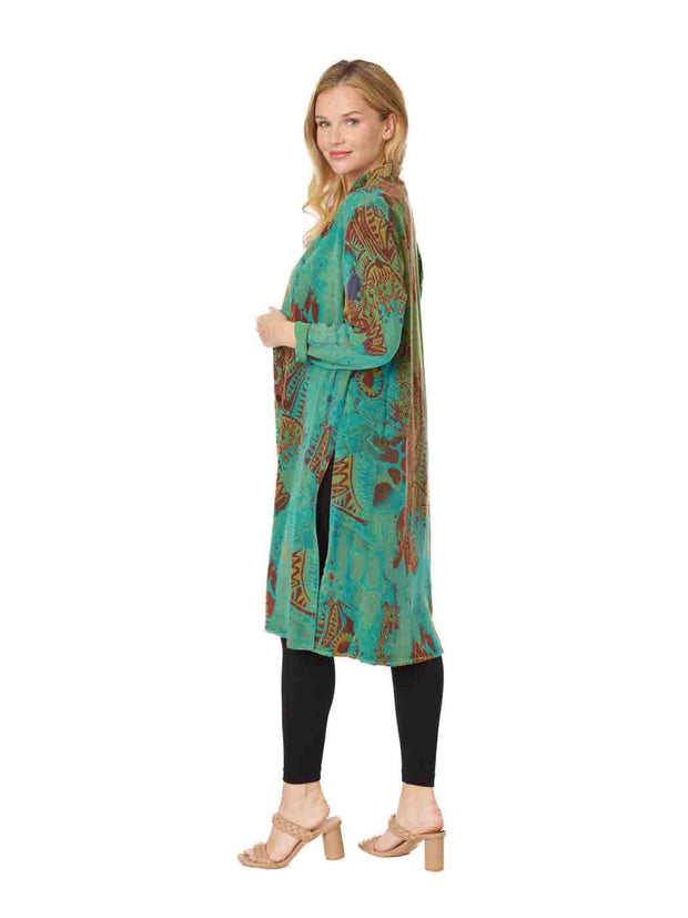 Tianello TENCEL™  Print "Tunisia" Long "SELENA"  Duster Jacket-Calypso