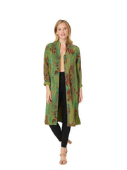 Tianello TENCEL™  Print "Tunisia" Long "SELENA"  Duster Jacket-Spanish Olive