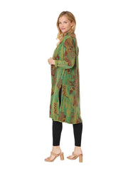 Tianello TENCEL™  Print "Tunisia" Long "SELENA"  Duster Jacket-Spanish Olive