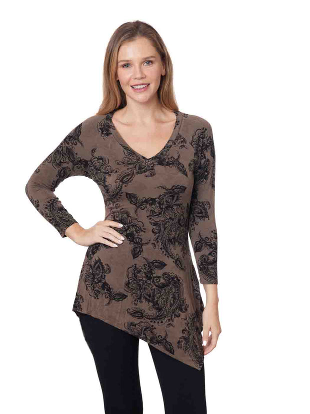 Tianello "Gizelle" Print Knit  "Toni" Tunic-Moss