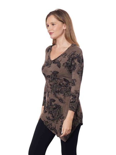 Tianello "Gizelle" Print Knit  "Toni" Tunic-Moss