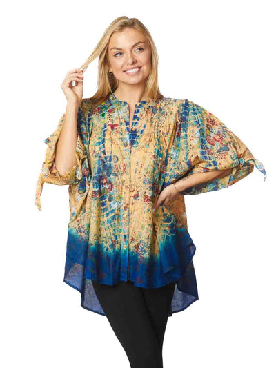 Tianello "Real Love" Embroidered Cotton Oversized "Everything" Blouse-Wash