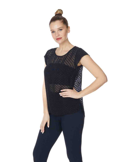 Tianello Pebbles "Washable Silk" Jacquard "Ellie" Blouse -Black