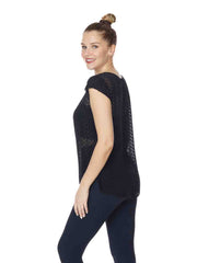 Tianello Pebbles "Washable Silk" Jacquard "Ellie" Blouse -Black