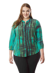 Tianello "Birch" Print Washable Silk "Bobbie" Blouse-Acapulco