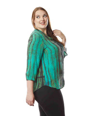Tianello "Birch" Print Washable Silk "Bobbie" Blouse-Acapulco