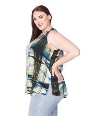 Tianello "PLUS" sized Print "Birch"  Washable Silk "Long"  Tank-Wash