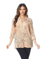 Tianello Basso Washable Silk "Loving" Blouse-Orange Cream