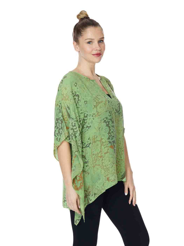 Tianello "Basso" Print Washable Silk "Ceravé Kaftan"-Leaf