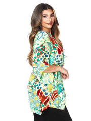 Tianello "Deruta" Print Washable Silk "Natalie" Blouse-Hot Lemon