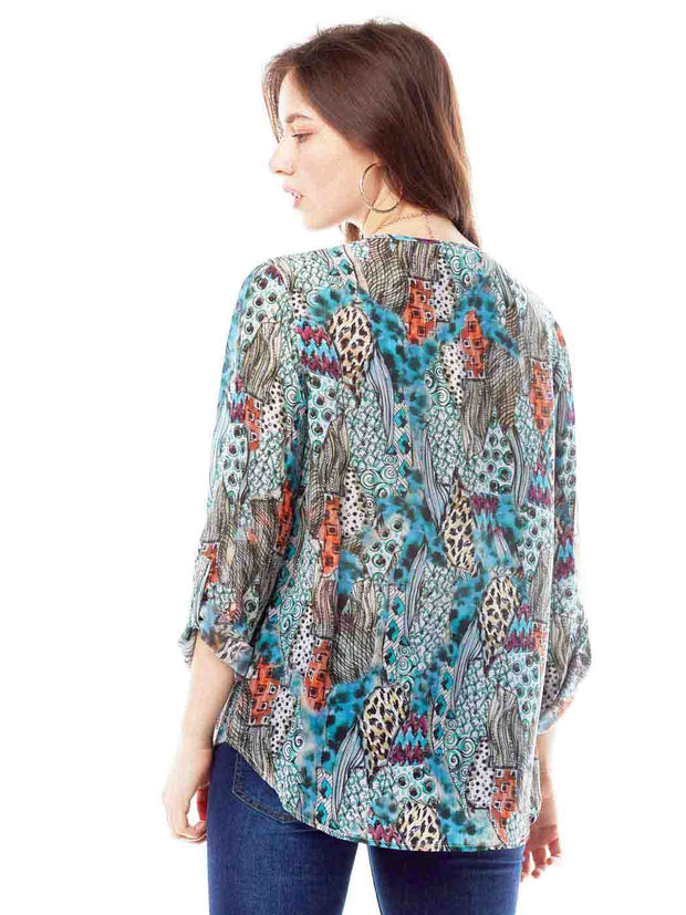 Tianello TENCEL™ Print "HipCat"  Print "Loving" Blouse-Wash