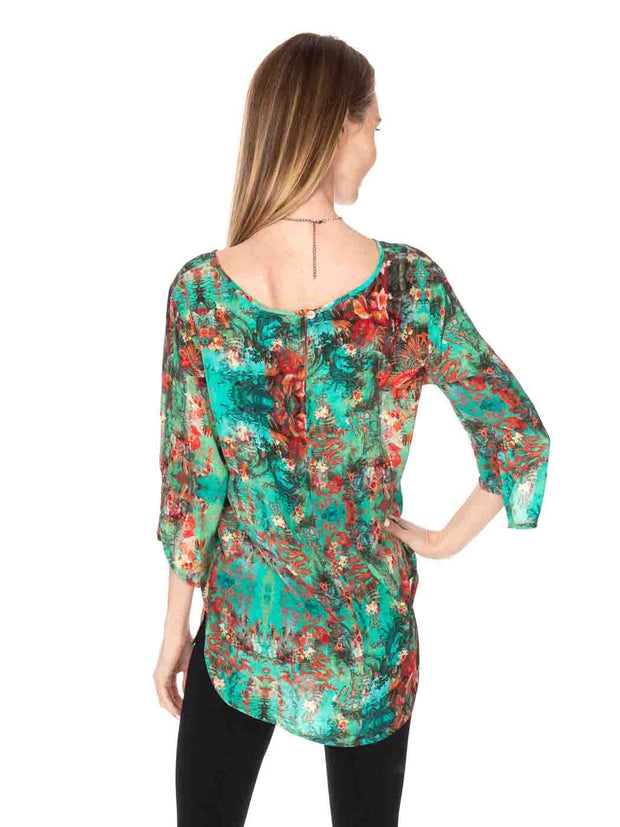 Tianello "Heavenly Dragon" Print Washable Silk Cailin Blouse-WashTianello "Heavenly Dragon" Print Washable Silk Cailin Blouse-Line"