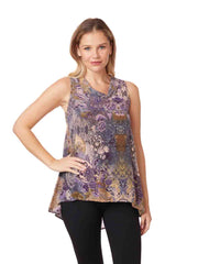 Tianello print "Lenciaga" WASHABLE SILK "Briata" Cowl Tunic-Wash