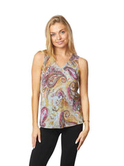 ianello "Madina" Washable Silk "Erika" Tank-Milky Blue
