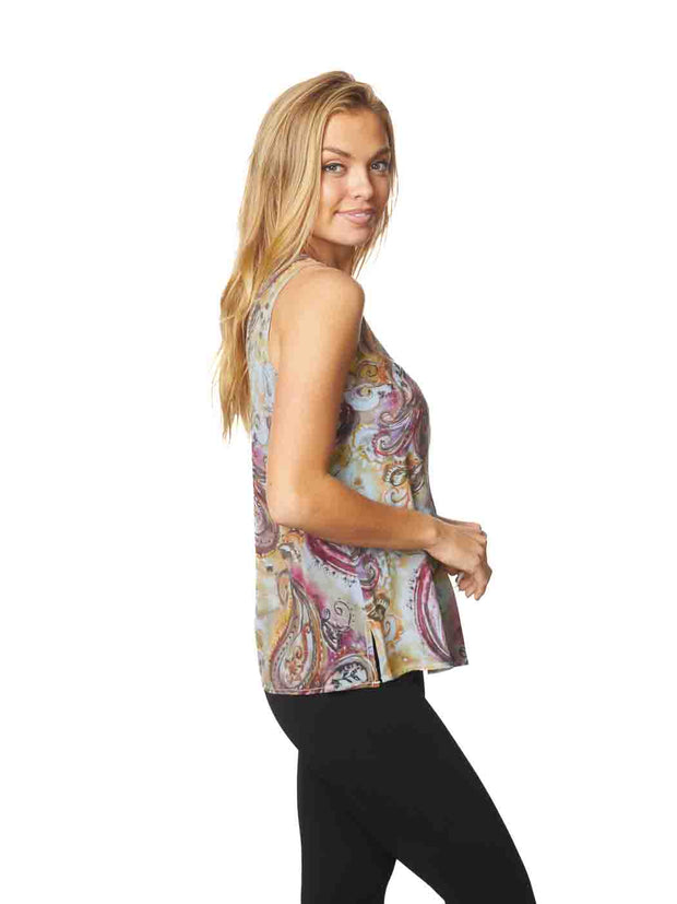 Tianello "Madina" Washable Silk "Erika" Tank-Milky Blue