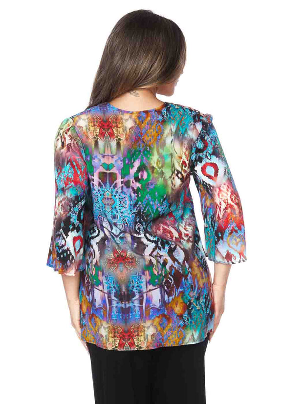 Tianello “Majestic” Print Washable Silk "Vanna" Blouse-Wash