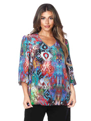 Tianello “Majestic” Print Washable Silk "Vanna" Blouse-Wash