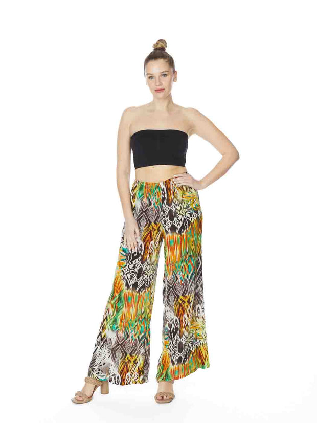  Tianello "Machu Picchu" Print Washable Silk "Palazzo" Pant-Wash