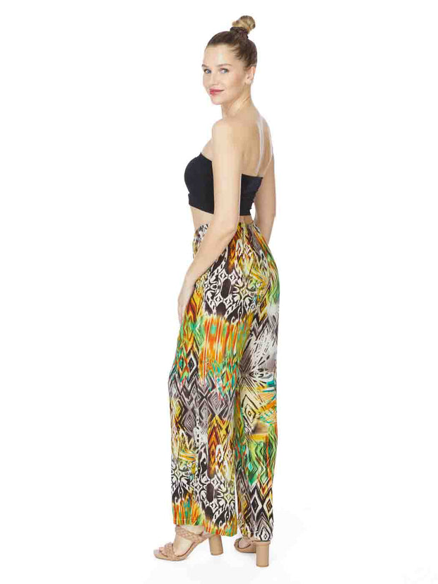  Tianello "Machu Picchu" Print Washable Silk "Palazzo" Pant-Wash