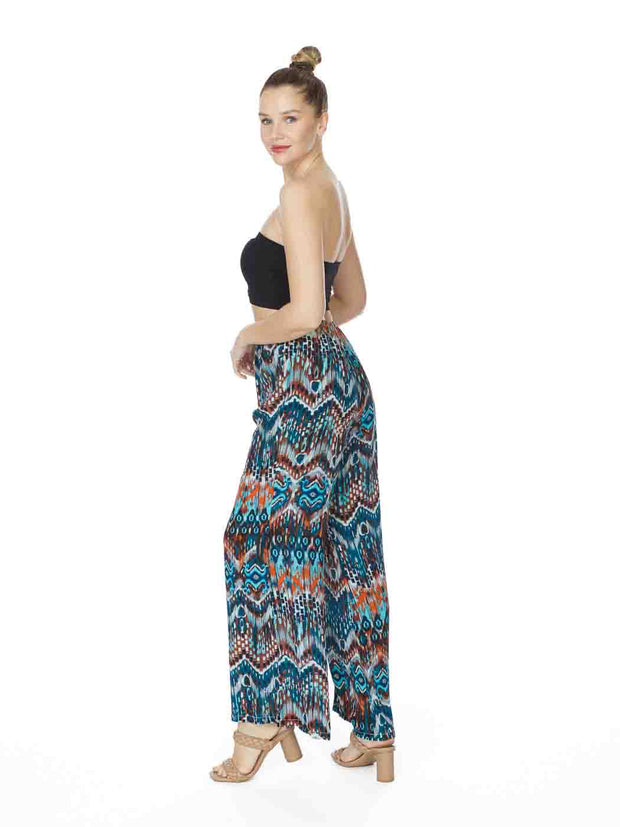 Tianello "QUITO" Print Washable Silk "Palazzo" Pant-WASH