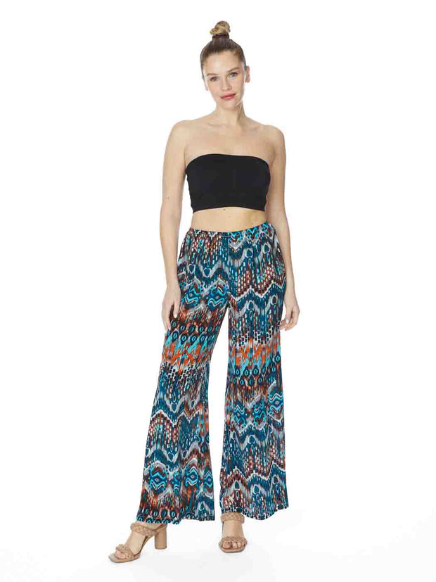 Tianello "QUITO" Print Washable Silk "Palazzo" Pant-WASH
