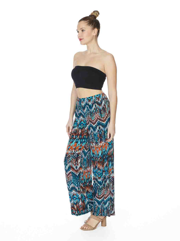 Tianello "QUITO" Print Washable Silk "Palazzo" Pant-WASH