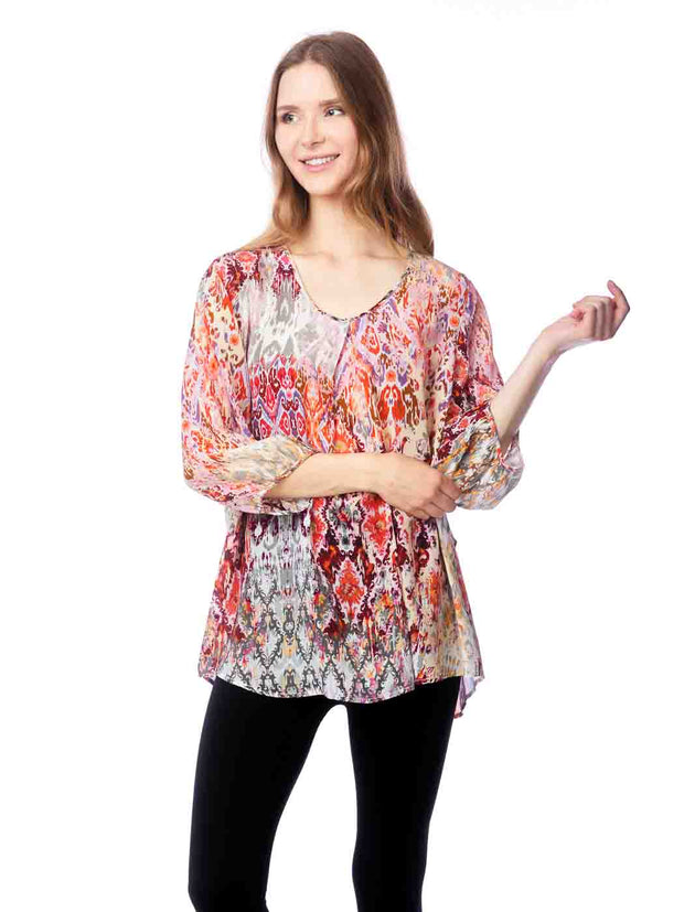 Tianello "Ravani" Print Washable Silk "Bree" Blouse-Wash