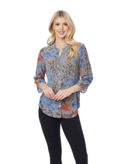 Tianello Print "Uchia" Print 100% Washable Silk "Bobbie" Blouse