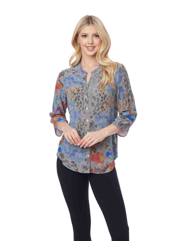 Tianello Print "Uchia" Print 100% Washable Silk "Bobbie" Blouse