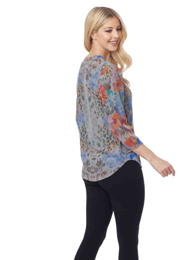 Tianello Print "Uchia" Print 100% Washable Silk "Bobbie" Blouse