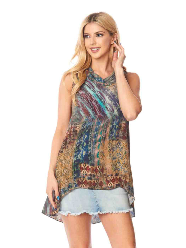 Tianello print "Valeez" WASHABLE SILK "Briata" Cowl Tunic-Wash