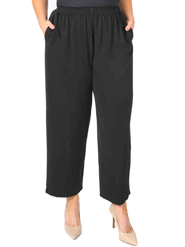 Tianello TENCEL™ Plus Sized Flood Pant-Black