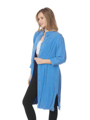 Tianello TENCEL™  Long Duster "Daphne" Shirt Dress-Denim Blue