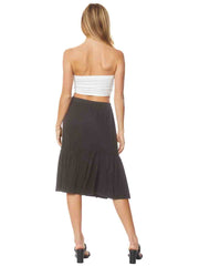 Tianello TENCEL™ Twill 2-Tier "Bohemian" Skirt-Black