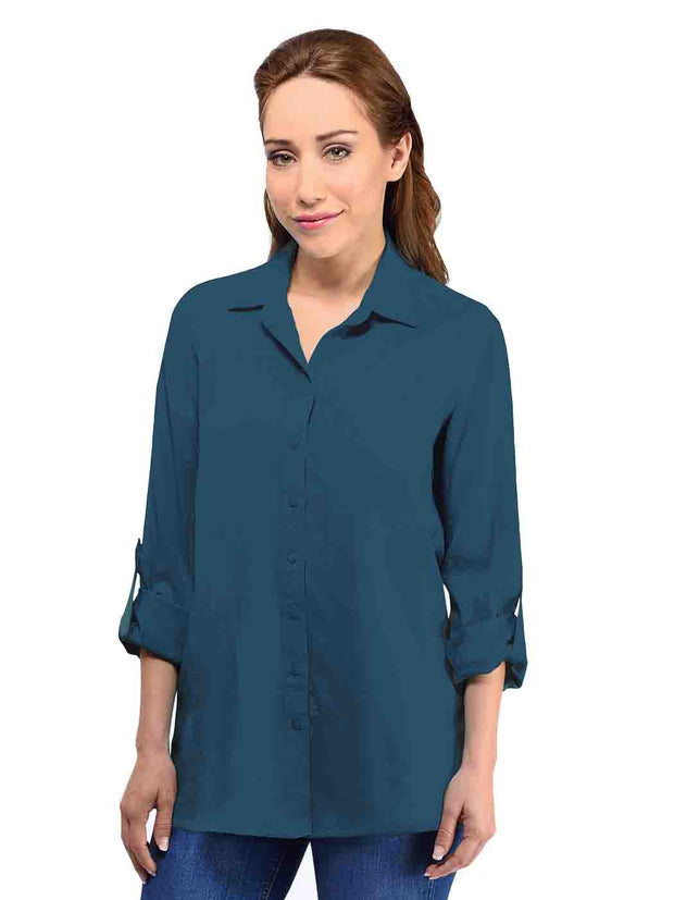 Tianello TENCEL™ "Loving" Blouse-Midnight Teal