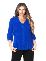 Tianello TENCEL™ Garment Dyed "Hali" Blouse-Electric Blue