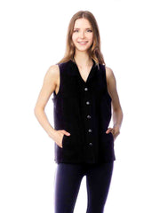 TENCEL™  Sleeveless "Oxford" Vest Jacket with Side Pockets-Black