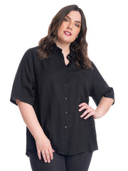 Tianello  TENCEL™ Plus Sized  S.S. Christiana Shirt-Black