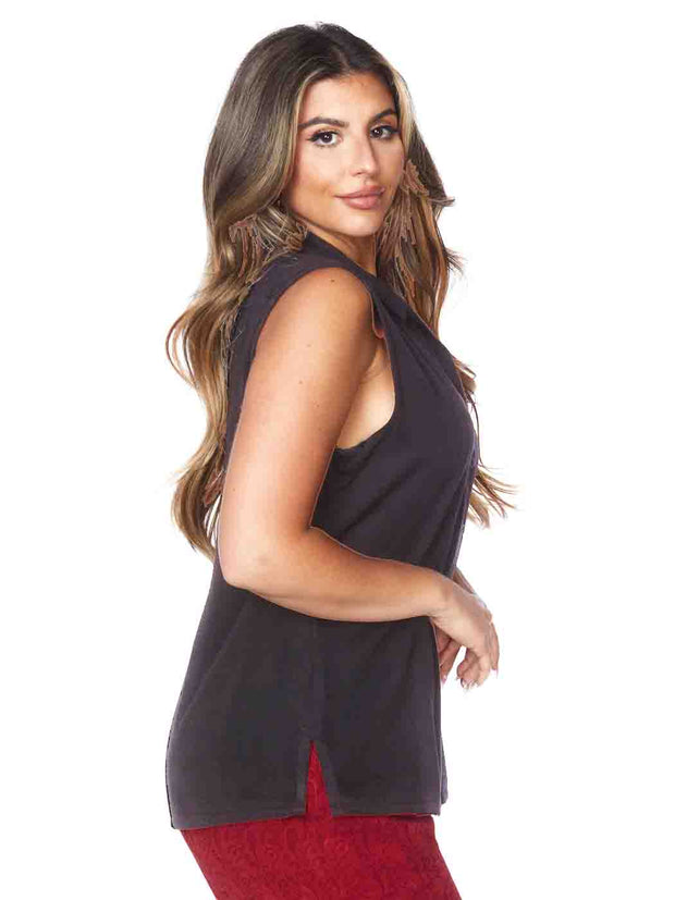Tianello TENCEL™  Sleeve Less "Monica" Blouse-Black
