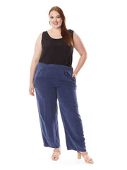 Tianello Tencel “Kathryn” Flat Front - Elastic Back Pants-Cobalt Blue-XL