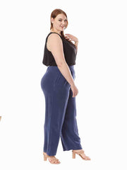Tianello Tencel “Kathryn” Flat Front - Elastic Back Pants-Cobalt Blue-XL