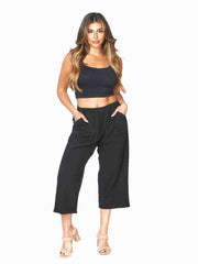 Tianello TENCEL™  "French Terry"  Knit Flood Pant-Black