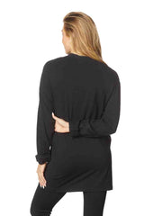 Tianello TENCEL™ "Whisper" Knit Oversized  Long Sleeve "Boy Friend" Tee Shirt-Black