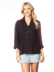 TIANELLO TENCEL™ Jacquard "Vine"  "Suzy" Blouse-Black