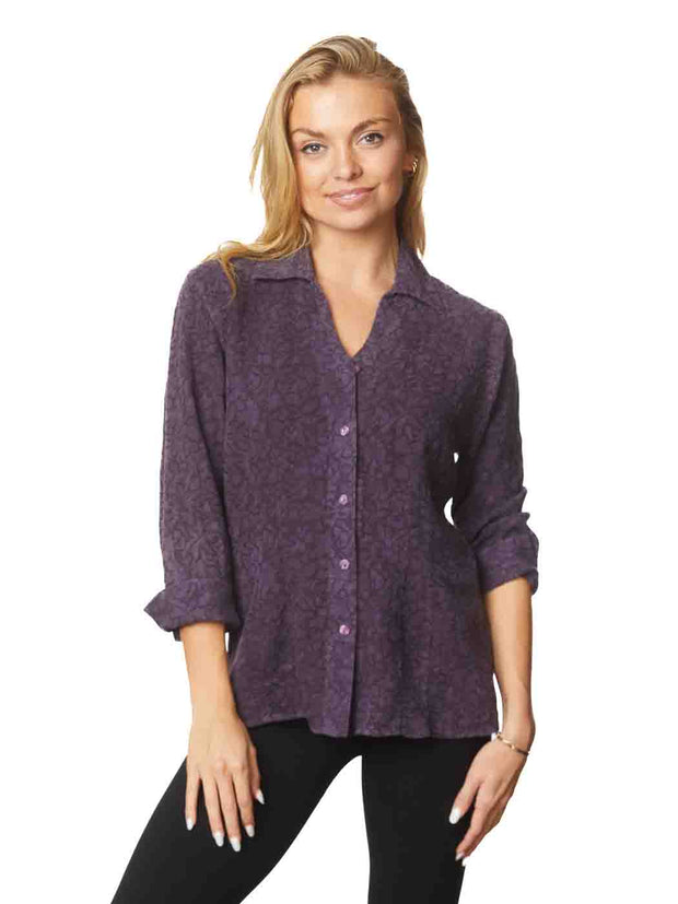 TIANELLO TENCEL™ Jacquard "Vine"  "Suzy" Blouse-Wisteria